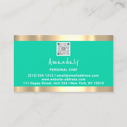 QR Logo Persönlicher Koch Kochen Restaurant Food M Visitenkarte (Rückseite)