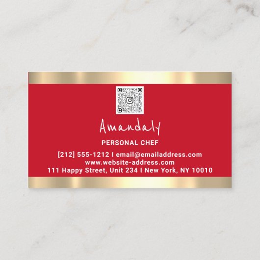 QR-Logo Persönlicher Koch Kochrestaurant Lebensmit Visitenkarte (Rückseite)
