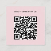QR-Logo-Platz-Visitenkarte für Soft Pink Quadratische Visitenkarte (Rückseite)