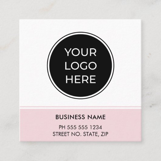 QR-Logo-Platz-Visitenkarte für Soft Pink Quadratische Visitenkarte (Vorderseite)