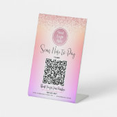 QR-Logo Rosa Glitzer Lila Ombre Bezahlung hier Sockelschild (Vorderseite)