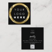 QR-Logo Schwarz-weiß Gold Beautique Shop Glam Quadratische Visitenkarte (Vorne/Hinten)