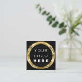 QR-Logo Schwarz-weiß Gold Beautique Shop Glam Quadratische Visitenkarte (Stehend Vorderseite)
