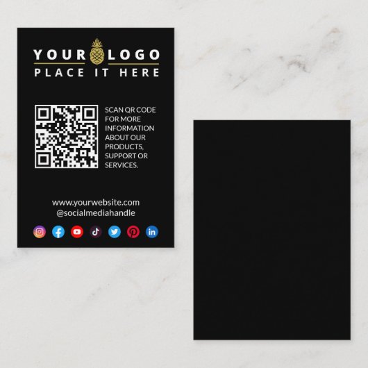 QR-Logo-Umschließungskarte für Business-Website Begleitkarte (Vorne/Hinten)