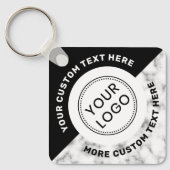 QR-Logo und schwarz weißes, weißes Marmor Schlüsselanhänger (Vorderseite)