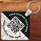 QR-Logo und schwarz weißes, weißes Marmor Schlüsselanhänger (Rückseite)