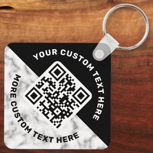 QR-Logo und schwarz weißes, weißes Marmor Schlüsselanhänger (Rückseite)