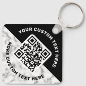 QR-Logo und schwarz weißes, weißes Marmor Schlüsselanhänger (Rückseite)