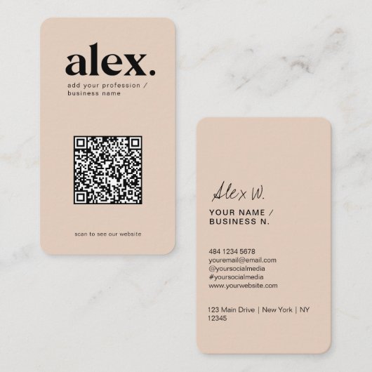 QR-Logo-Visitenkarte für moderne Rosa-Logos Visitenkarte (Vorne/Hinten)