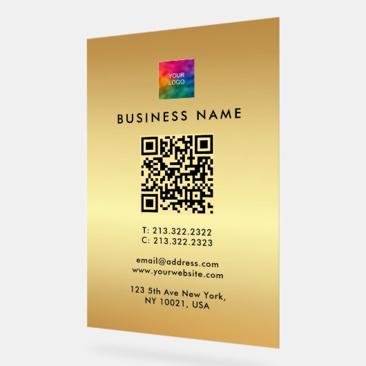 QR-Logo-Werbefilm Gold Template Glam Acrylschild (Winkel)
