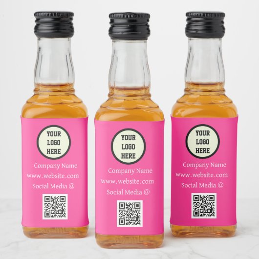QR-Logofirma Pink Business Alkoholflaschenetikett (Flaschen)