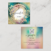 QR-Logokombination Aquamarin grün Quadratische Visitenkarte (Vorne/Hinten)