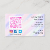 QR-Logokombinationen Soziale Medien Lila Visitenkarte (Vorderseite)