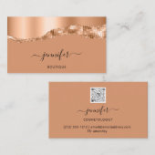 QR-Logos Abstrakter Kupfer-Stroke Brown Visitenkarte (Vorne/Hinten)