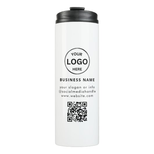QR-Logos Business Minimalistisch Einfach Thermosbecher (Vorderseite)