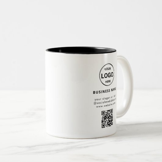 QR-Logos Business Minimalistisch Einfach Zweifarbige Tasse (VorderseiteRechts)