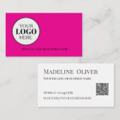 QR-Logos Einfach rosa Visitenkarte (Vorne/Hinten)
