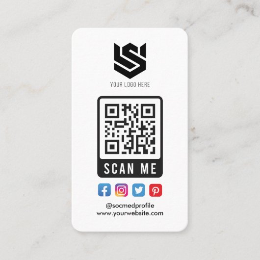 QR-Logos für Social Media Scan Me Visitenkarte (Vorderseite)