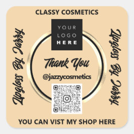 QR-Logos für Unternehmen - Goldener Rahmen Quadratischer Aufkleber