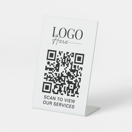 QR-Logos für Unternehmen Moderner einfacher Salon- Sockelschild (Vorderseite)