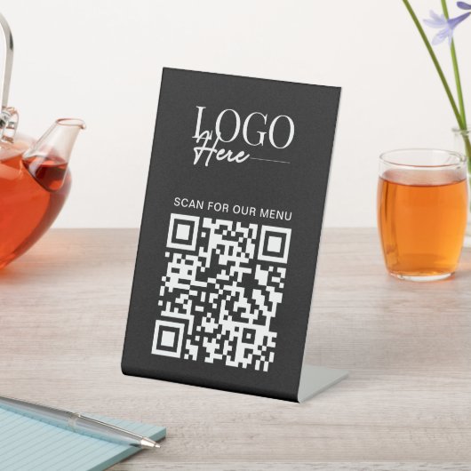 QR-Logos für Unternehmen Modernes, einfaches Menü Sockelschild (In SItu)