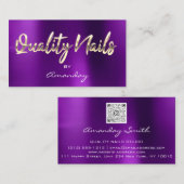 QR-Logos Lila Gold Visitenkarte (Vorne/Hinten)