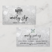 QR-Logos Makeup Nails Silbergrauer Glitzer Visitenkarte (Vorne/Hinten)