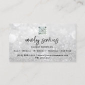 QR-Logos Makeup Nails Silbergrauer Glitzer Visitenkarte (Rückseite)