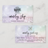 QR-Logos Online-Shop Eleganter Glitzer Visitenkarte (Vorne/Hinten)