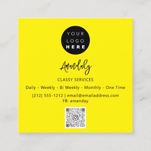 QR-Logos Online-Shop Frame Gold Yellow Quadratische Visitenkarte (Rückseite)