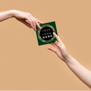 QR-Logos Online-Shop Gold Green Quadratische Visitenkarte