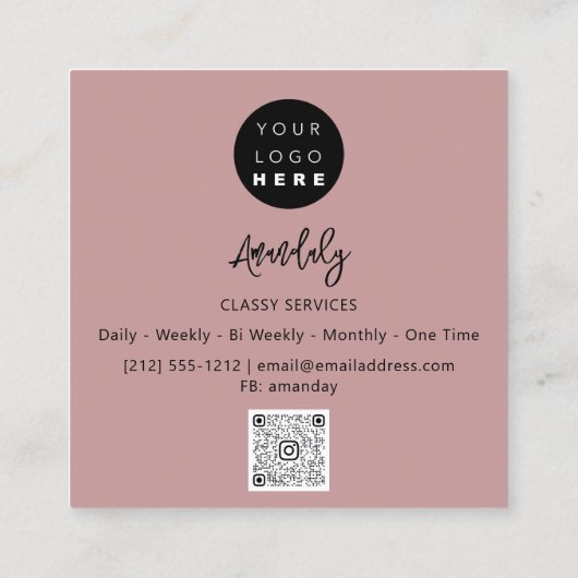 QR-Logos Online-Shop Gold-Rose Quadratische Visitenkarte (Rückseite)