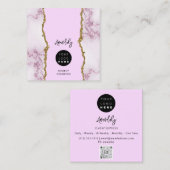 QR-Logos Rosa Marmor Gold-Glitzer Quadratische Visitenkarte (Vorne/Hinten)
