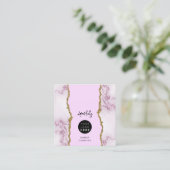 QR-Logos Rosa Marmor Gold-Glitzer Quadratische Visitenkarte (Stehend Vorderseite)