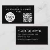 QR-Logos Schwarz Einfach Visitenkarte (Vorne/Hinten)