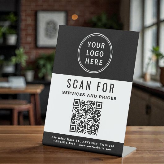 QR-Logos Schwarz-weiß Sockelschild