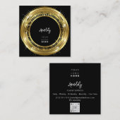 QR-Logos Schwarz-weißer Goldener Rahmen Quadratische Visitenkarte (Vorne/Hinten)