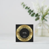 QR-Logos Schwarz-weißer Goldener Rahmen Quadratische Visitenkarte (Stehend Vorderseite)