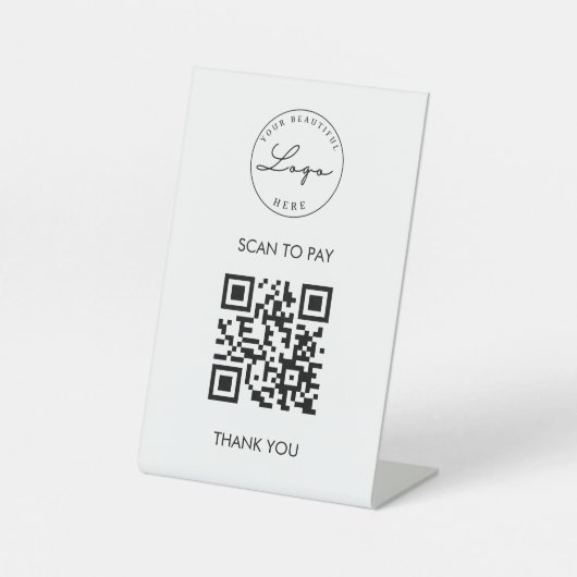 QR-Logoschild für White Scan Me QR Sockelschild (Vorderseite)