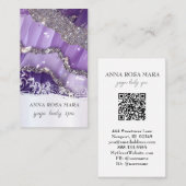 *~* QR Luxe Agate Lila Lavender Glitzer AP66 Visitenkarte (Vorne/Hinten)
