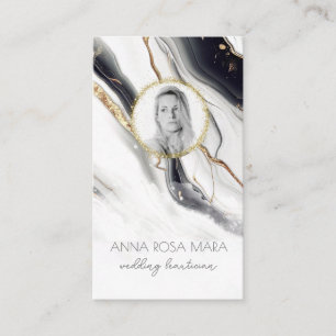 *~* QR Luxe Agate Marble FOTO LOGO Gold AP66 Visitenkarte