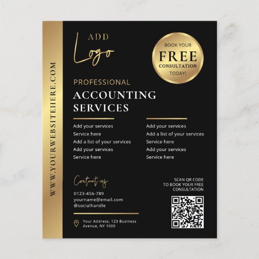 QR-Marketing für Unternehmen in Black & Gold Flyer (Vorne)