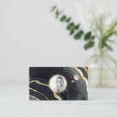 *~* QR Marmorlogo Gold Glitzer AP66 Foto Visitenkarte (Stehend Vorderseite)