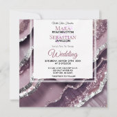 *~* QR MAUVE Silver AGATE AR66 UAWG Wedding Einladung (Vorderseite)