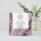 *~* QR MAUVE UAWG Silver AGATE AR66 Wedding Einladung (Stehend Vorderseite)