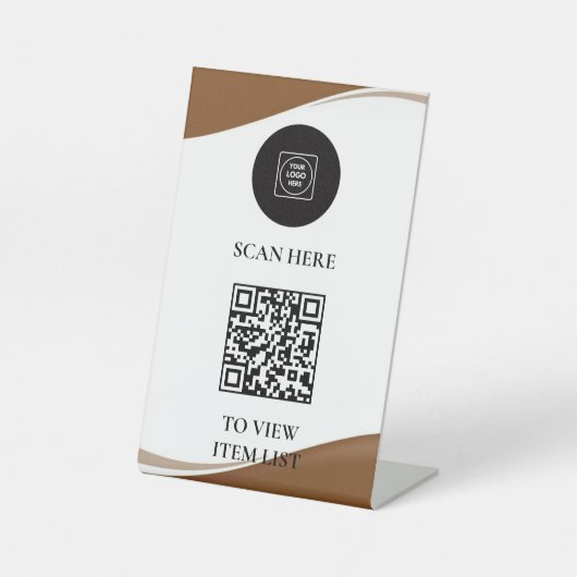QR Menu Pedestal display holder Sockelschild (Vorderseite)