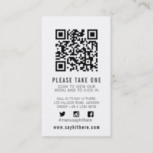 QR-Menü-Scan-Visitenkarte Visitenkarte