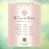QR Menü Stunden Cupcake Bäckerei Rose Gold Glitzer Fensteraufkleber (Blatt 3)