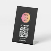 QR-Menü-Zeichen für Schwarze Eleganz Sockelschild (Vorderseite)