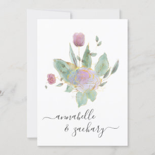 *~* QR MINIMAL UAWG Rose Bud Bouquet AR12 Wedding  Einladung